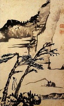  vieux - Shitao un ami d’arbres solitaires 1698 vieille encre de Chine